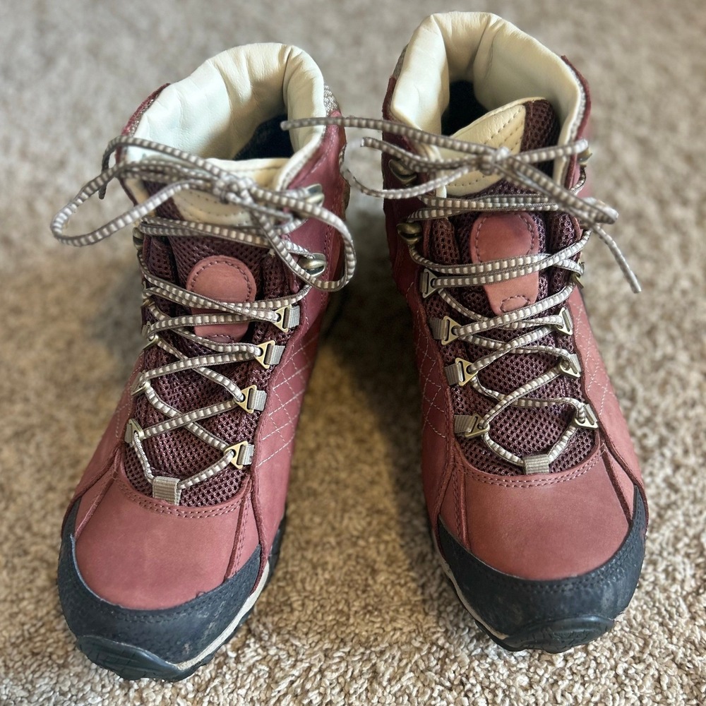 Oboz Ousel Mid B-DRY Waterproof Hiking Boots Rose Red Womens SZ 7.5